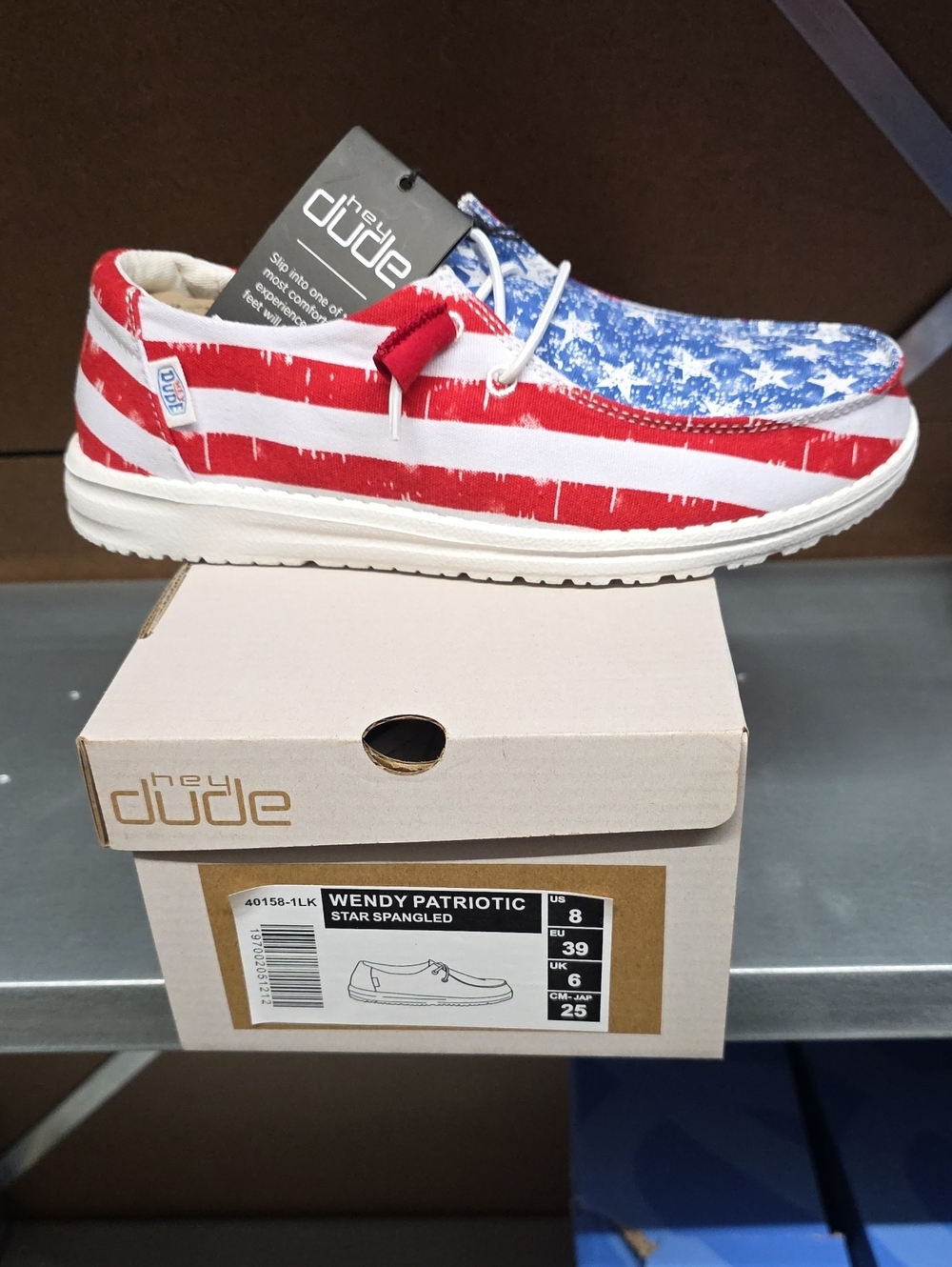 Hey Dude Wendy Slip-On Sneakers in Red, White & Blue Stars